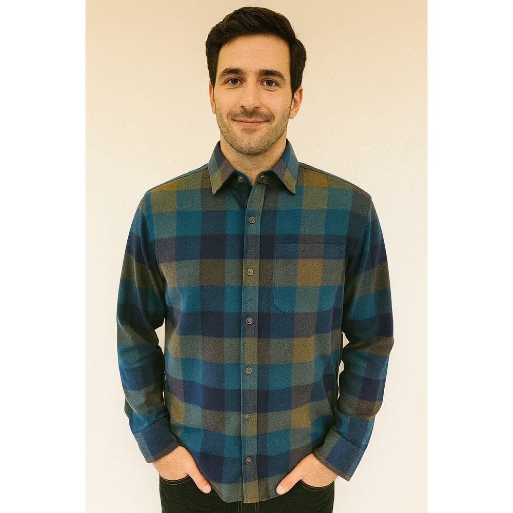 NWT Eddie bauer Bristol iconic flannel teal plaid lumberjack sz S small winter
